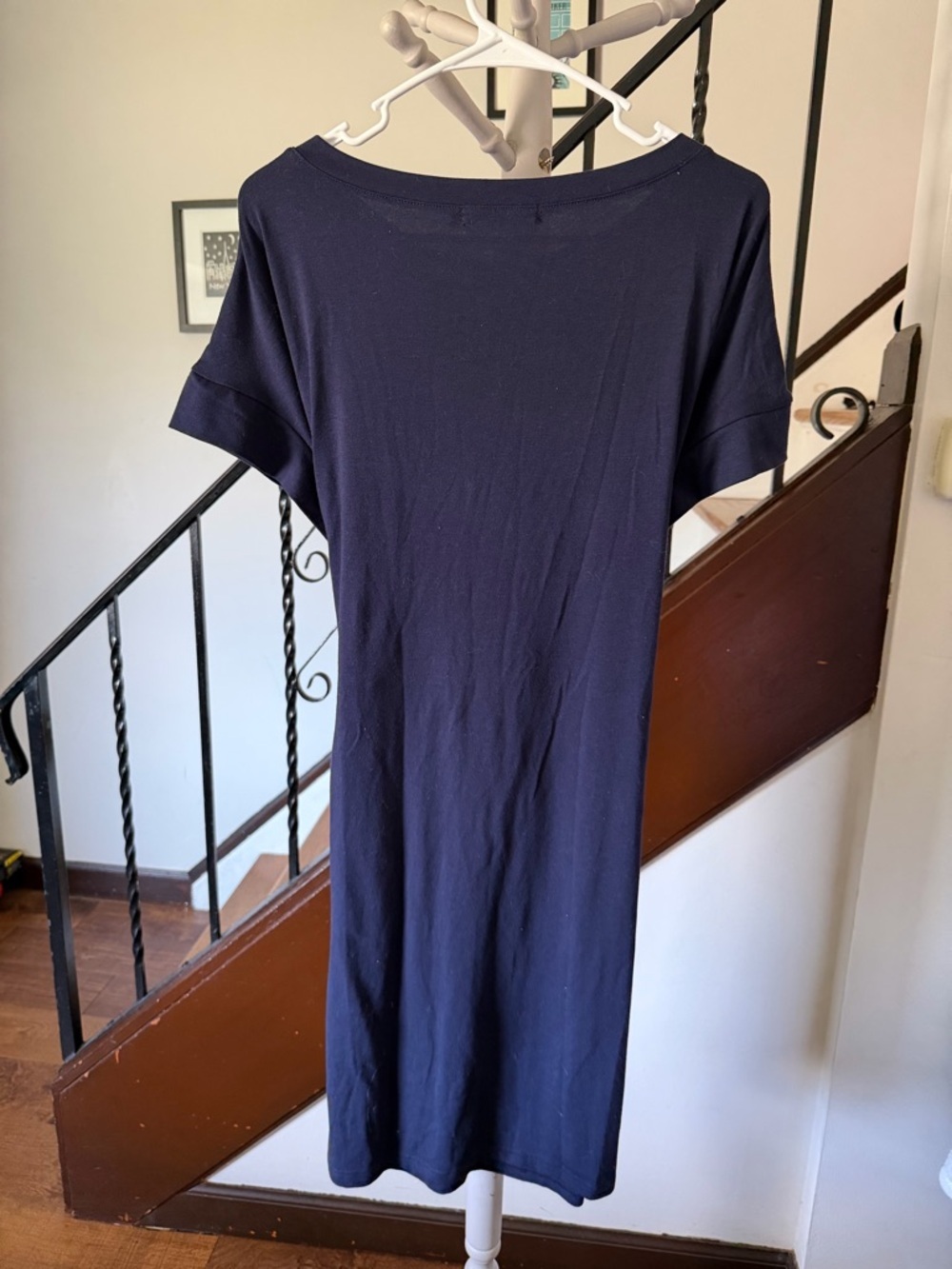 Navy Tie-Waist Short Sleeve Dress - Picture 4 of 5